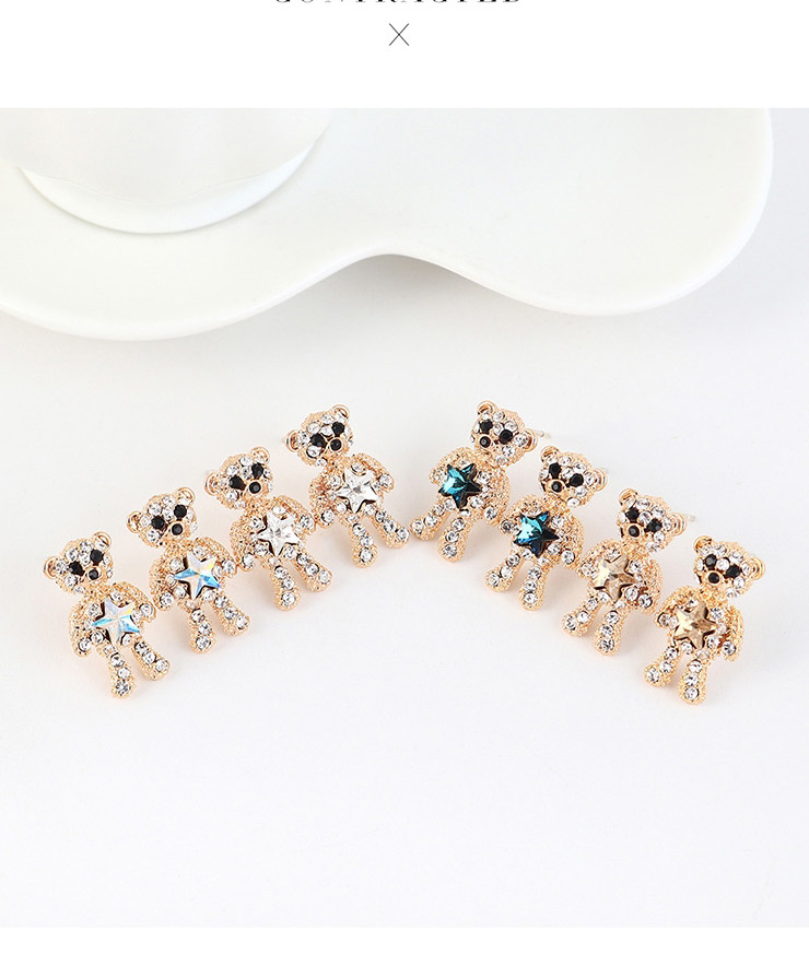 Fashion Blu-ray Crystal Pentagram With Diamond Earrings,Stud Earrings
