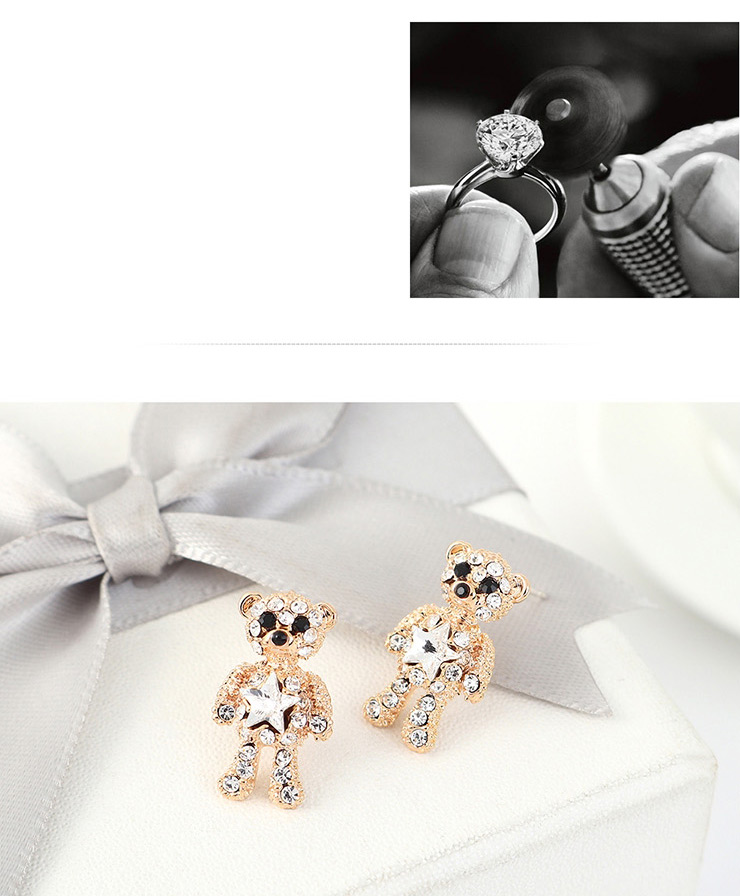 Fashion White Crystal Pentagram With Diamond Earrings,Stud Earrings