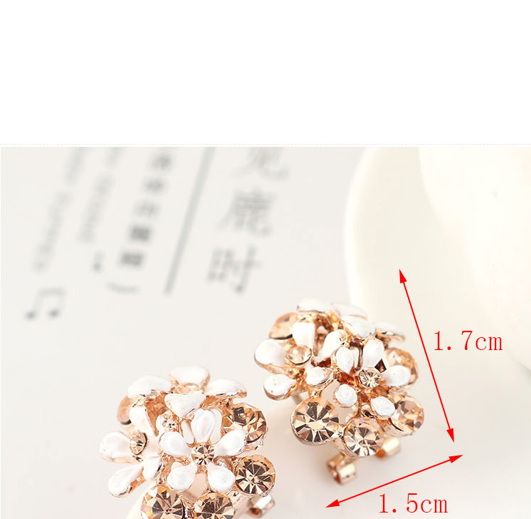 Fashion Golden Flower Stud Earrings With Rhinestones,Stud Earrings