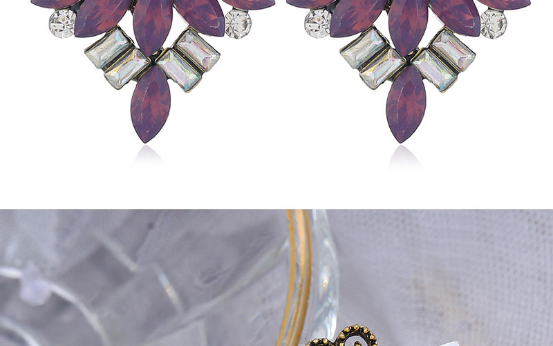 Fashion Purple Metal Studded Heart Love Stud Earrings,Stud Earrings