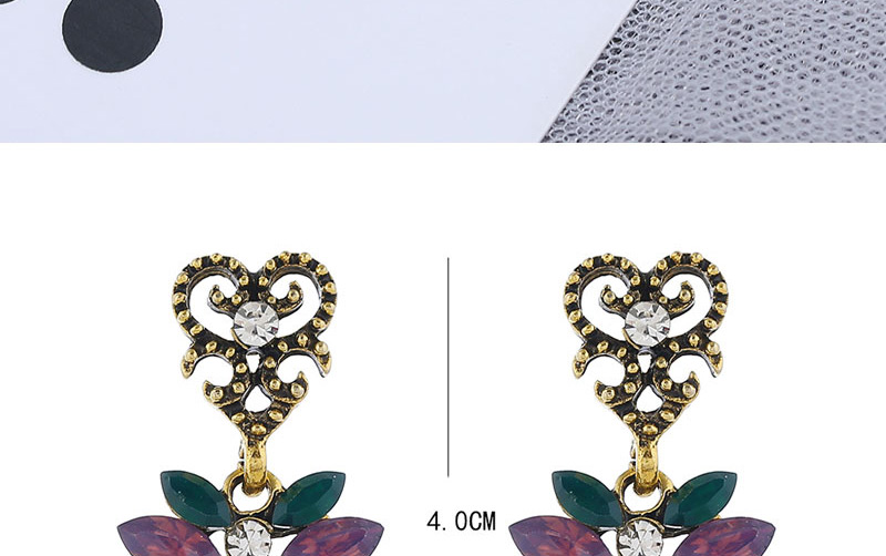 Fashion Purple Metal Studded Heart Love Stud Earrings,Stud Earrings
