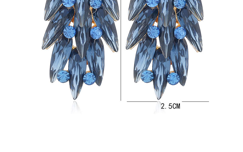 Fashion Blue Metal Studded Owl Earrings,Stud Earrings