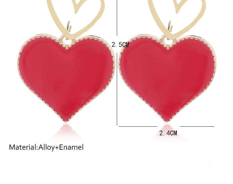 Fashion Red Contrasting Love Alloy Stud Earrings,Stud Earrings