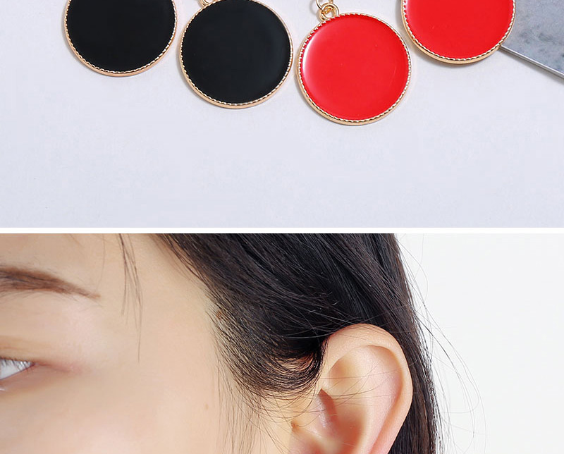 Fashion Gray Metal Drip Oil Color Round Earrings,Stud Earrings