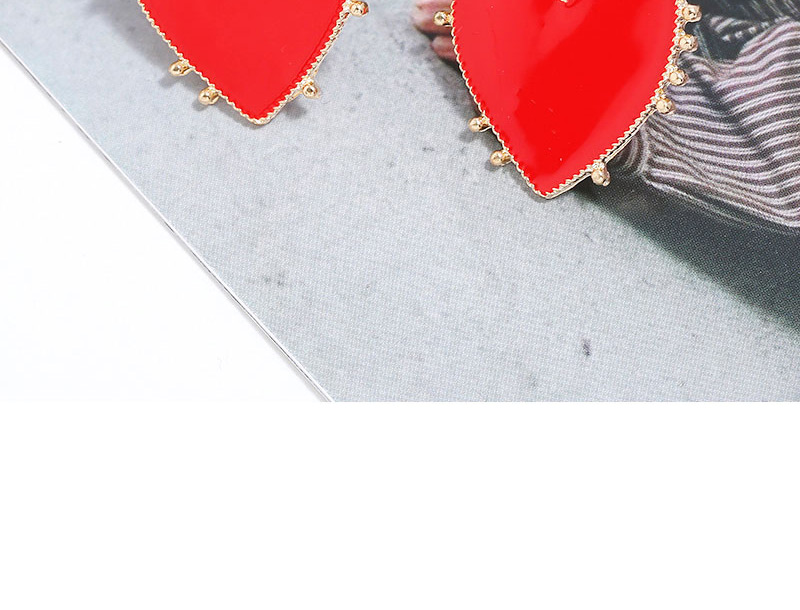 Fashion Red Metal Contrast Dripping Love Stud Earrings,Stud Earrings