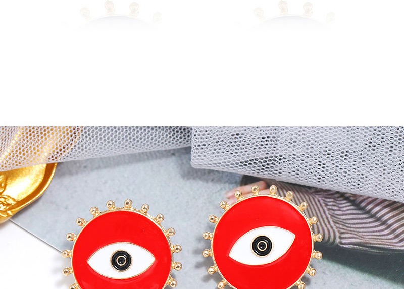 Fashion Red Metal Drop Oil Striking Eye Round Ear Studs,Stud Earrings