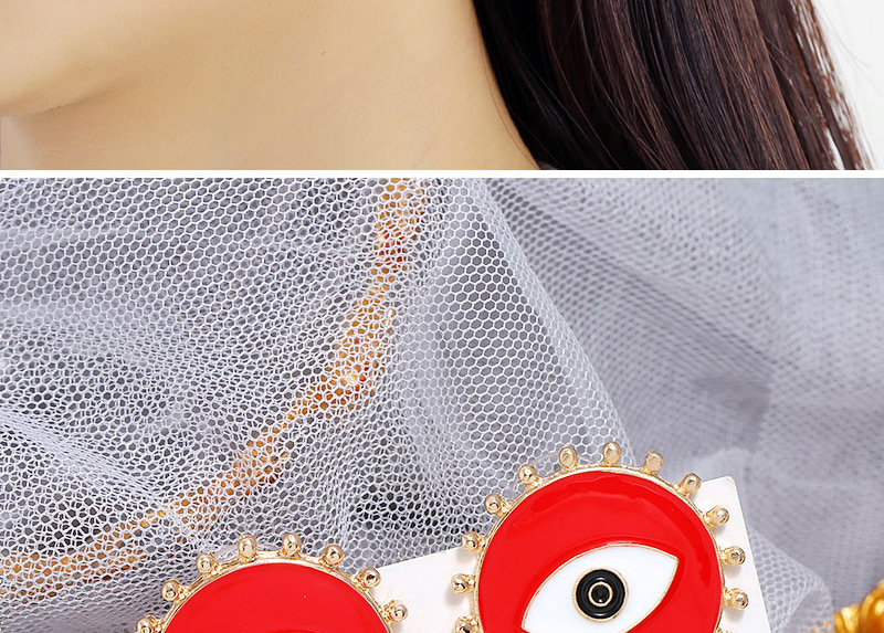 Fashion Red Metal Drop Oil Striking Eye Round Ear Studs,Stud Earrings