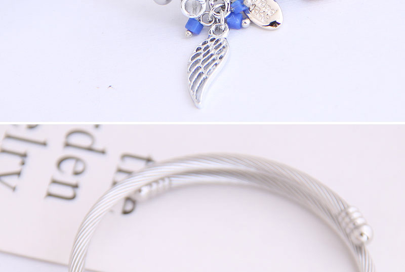 Fashion Navy Metallic Angel Wing Eye Diamond Bracelet With Diamonds,Fashion Bangles