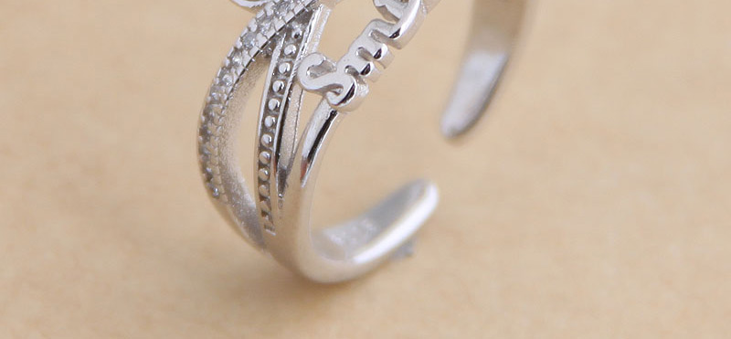 Fashion Silver Alphabet Smiley Cutout Ring,Fashion Rings