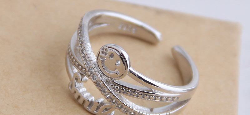 Fashion Silver Alphabet Smiley Cutout Ring,Fashion Rings