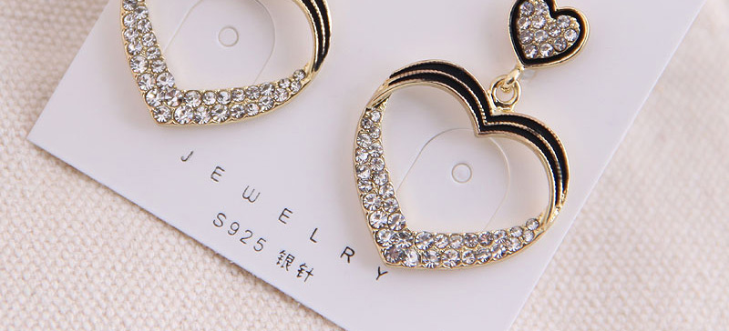 Fashion Golden Love Diamond Stud Earrings,Drop Earrings