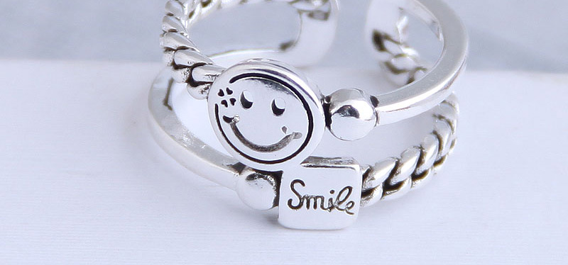 Fashion Silver Smiley Letter Openwork Ring,Fashion Rings