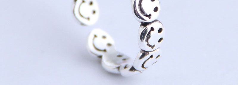 Fashion Silver Smiley Openwork Open Ring,Fashion Rings
