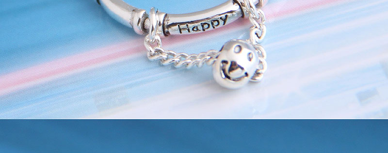Fashion Silver Smiley Alphabet Chain Open Ring,Fashion Rings