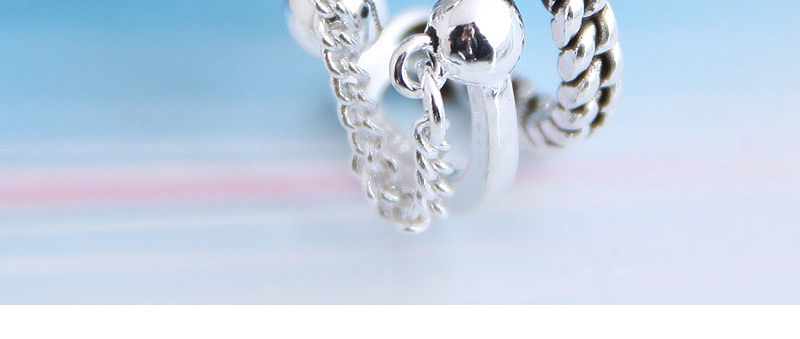 Fashion Silver Chain Hollow Geometric Round Smiley Open Ring,Fashion Rings