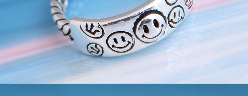 Fashion Silver Embossed Smiley Open Ring,Fashion Rings