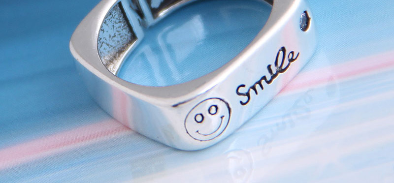 Fashion Silver Smiley Letter Geometric Open Ring,Fashion Rings