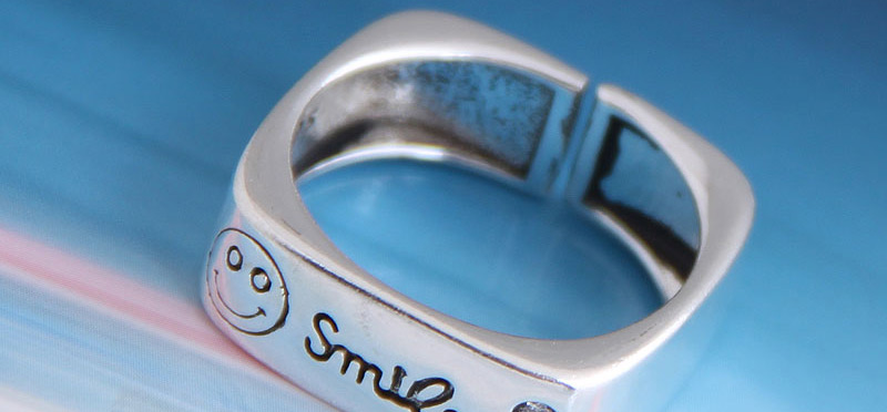 Fashion Silver Smiley Letter Geometric Open Ring,Fashion Rings