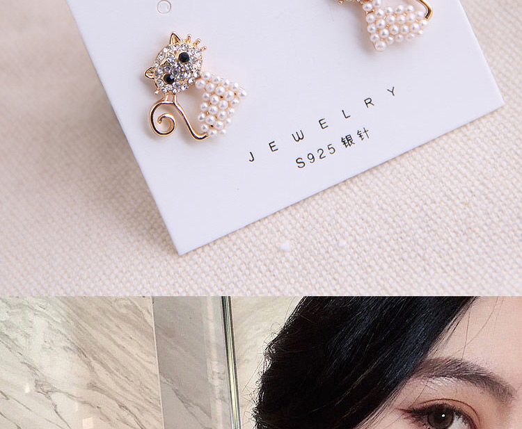 Fashion Golden Diamond Pearl Stud Earrings,Stud Earrings