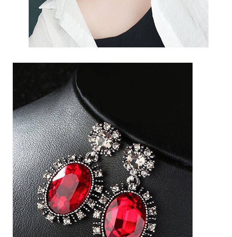 Fashion Black Geometrical-shaped Gem-set Snowflake Alloy Earrings,Drop Earrings