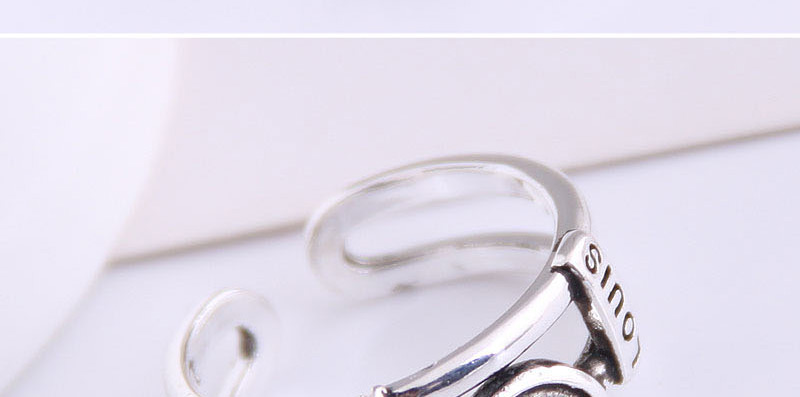 Fashion Silver Letter Cutout Smiley Open Ring,Fashion Rings