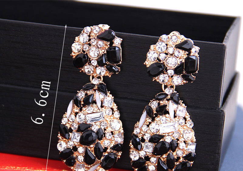 Fashion White Diamond-set Metal Drop Earrings,Drop Earrings