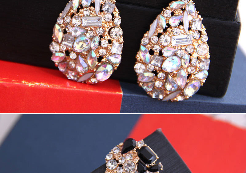 Fashion Red Diamond-set Metal Drop Earrings,Drop Earrings