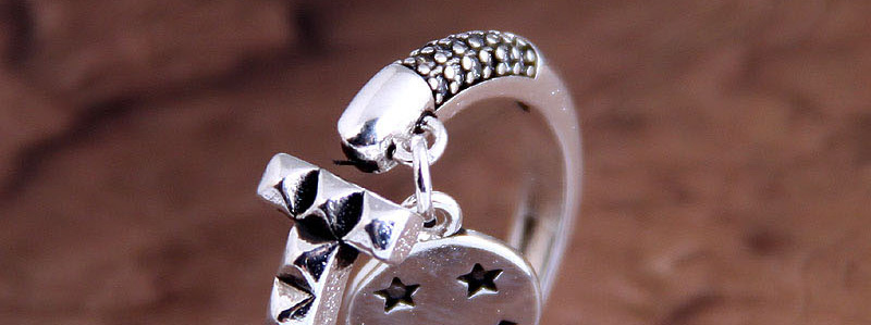 Fashion Silver Pentagram Smiley Geometric Open Ring,Fashion Rings
