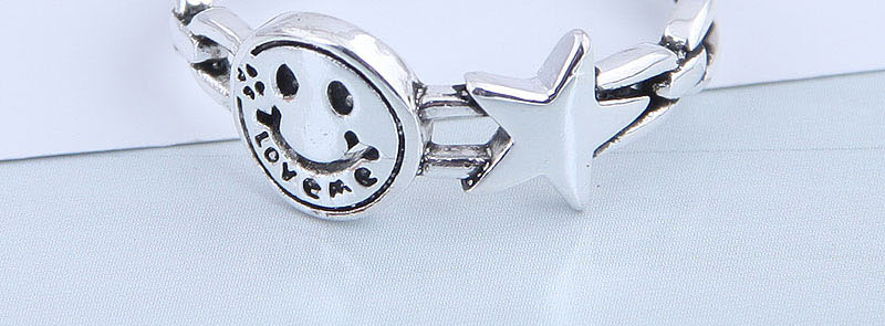 Fashion Silver Smiley Star Alphabet Geometric Open Ring,Fashion Rings