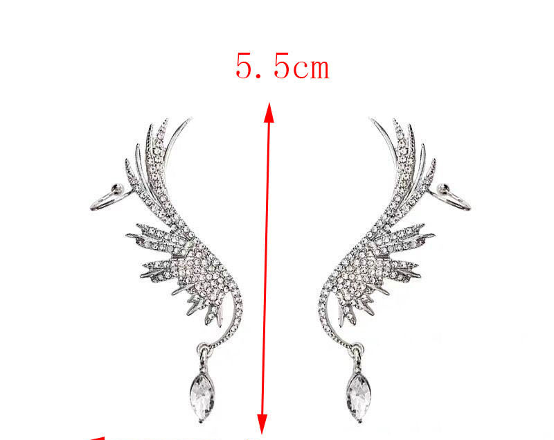 Fashion Silver Diamond Wings Geometric Stud Earrings,Drop Earrings