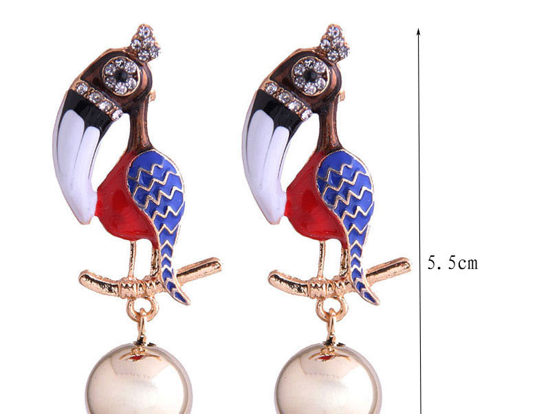 Fashion Blue Metal Drip And Contrast Color Toucan Stud Earrings,Drop Earrings