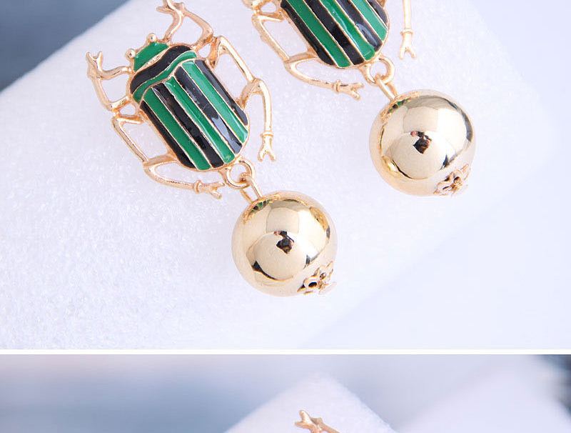 Fashion Green Beetle Earrings,Drop Earrings