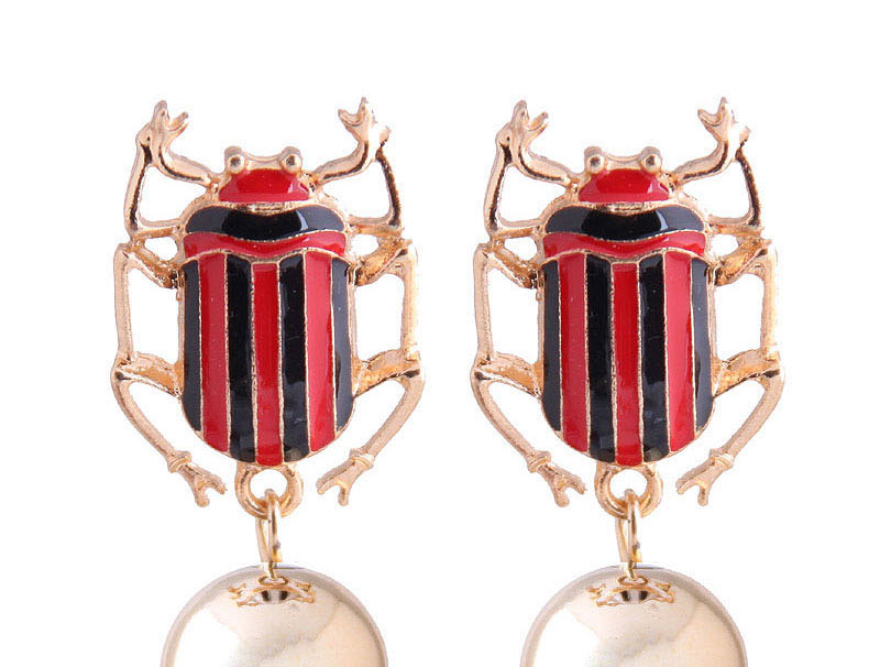 Fashion Red Beetle Earrings,Drop Earrings