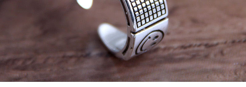 Fashion Silver Geometric Square Smiley Open Ring,Fashion Rings