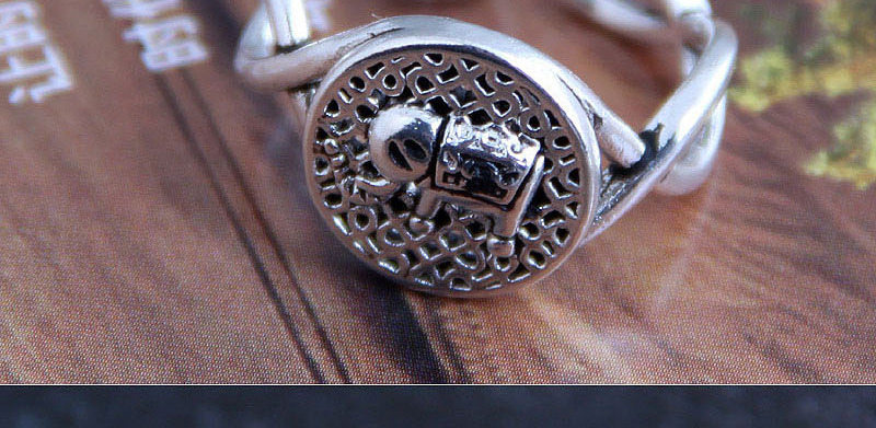 Fashion Silver Baby Elephant Geometric Openwork Open Ring,Fashion Rings