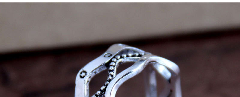 Fashion Silver Five-pointed Star Wavy Openwork Ring,Fashion Rings