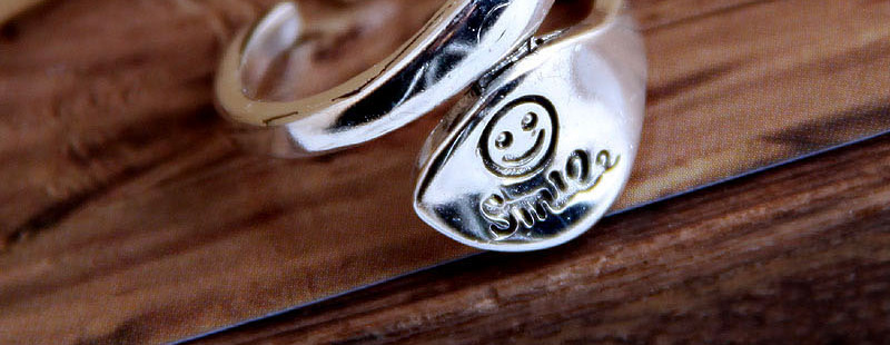 Fashion Silver Letter Smiley Geometric Open Ring,Fashion Rings