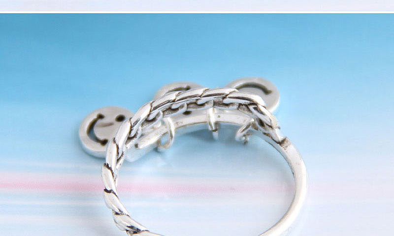 Fashion Silver Chain Stitching Hollow Smiley Open Ring,Fashion Rings