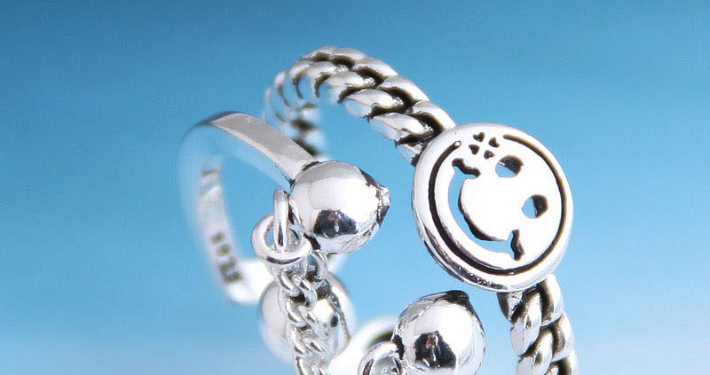 Fashion Silver Chain Smiley Openwork Ring,Fashion Rings