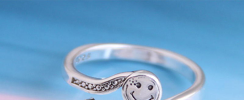 Fashion Silver Fish Tail Smiley Open Ring,Fashion Rings