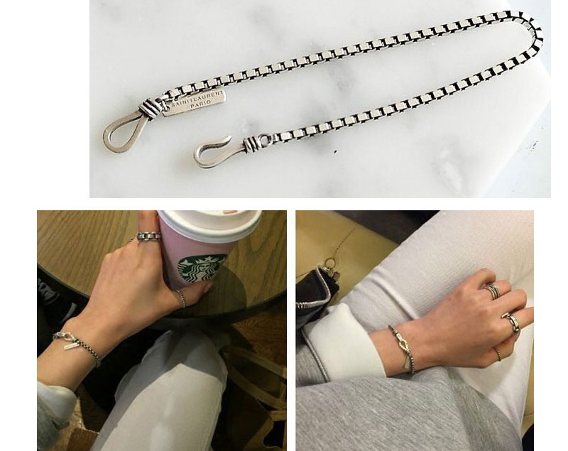 Fashion Silver Letter Brand Imitation Thai Silver Double Hook Bracelet,Fashion Bracelets