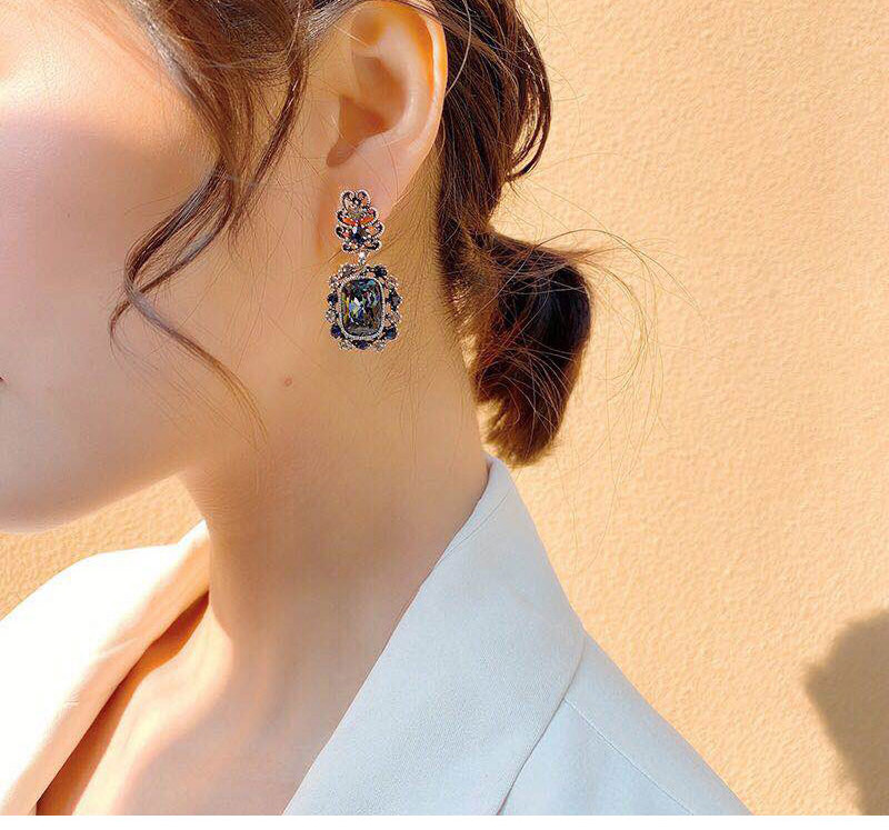 Fashion Royal Blue Hollow Alloy Gemstones Earrings,Fashion Rings