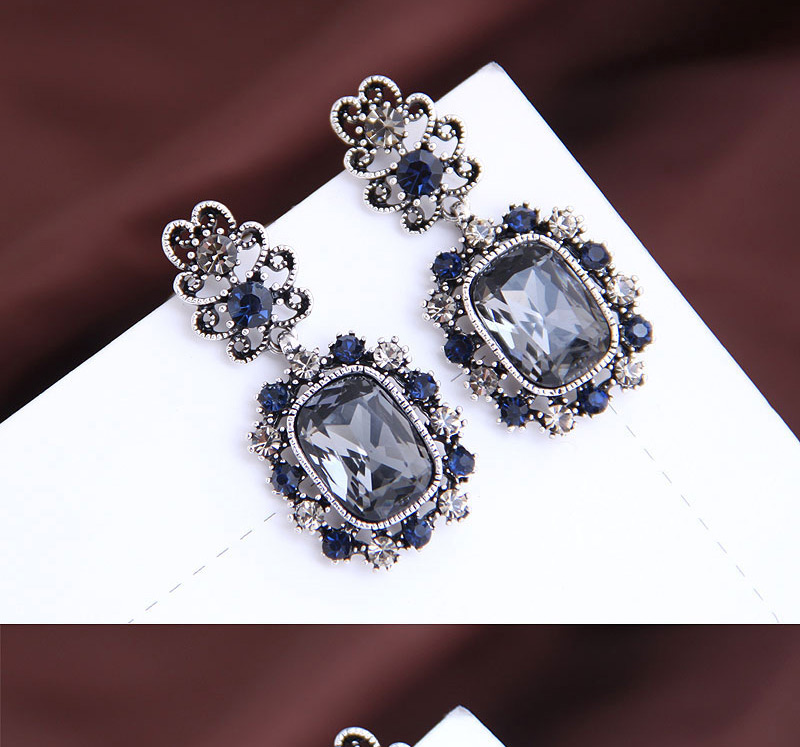 Fashion Royal Blue Hollow Alloy Gemstones Earrings,Fashion Rings