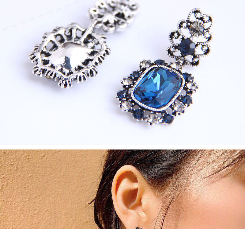 Fashion Gray Hollow Alloy Gemstones Earrings,Stud Earrings