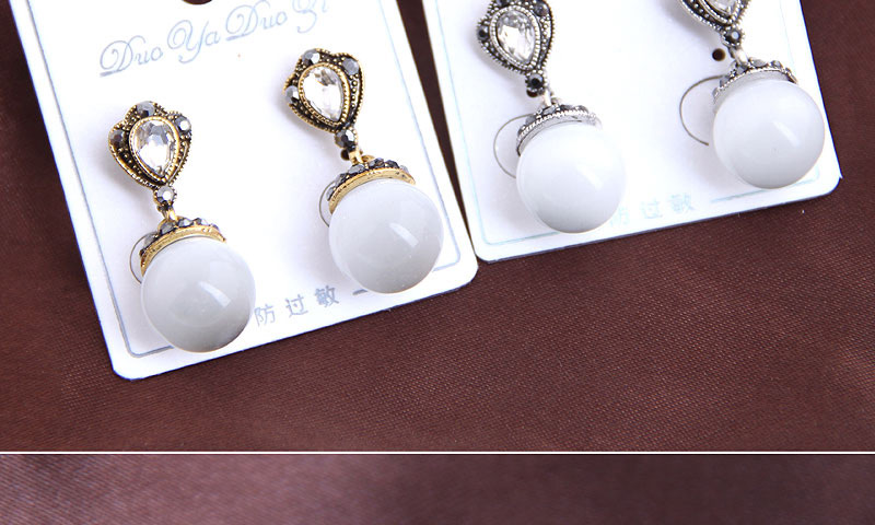 Fashion Golden Opal-set Diamond Studded Earrings,Stud Earrings