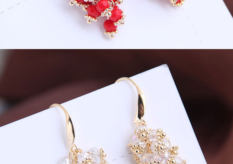 Fashion Black Handmade Water Drop Grape String Crystal Alloy Earrings,Drop Earrings