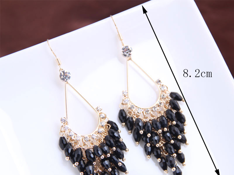 Fashion Black Handmade Drop-shaped Crystal Earrings,Drop Earrings