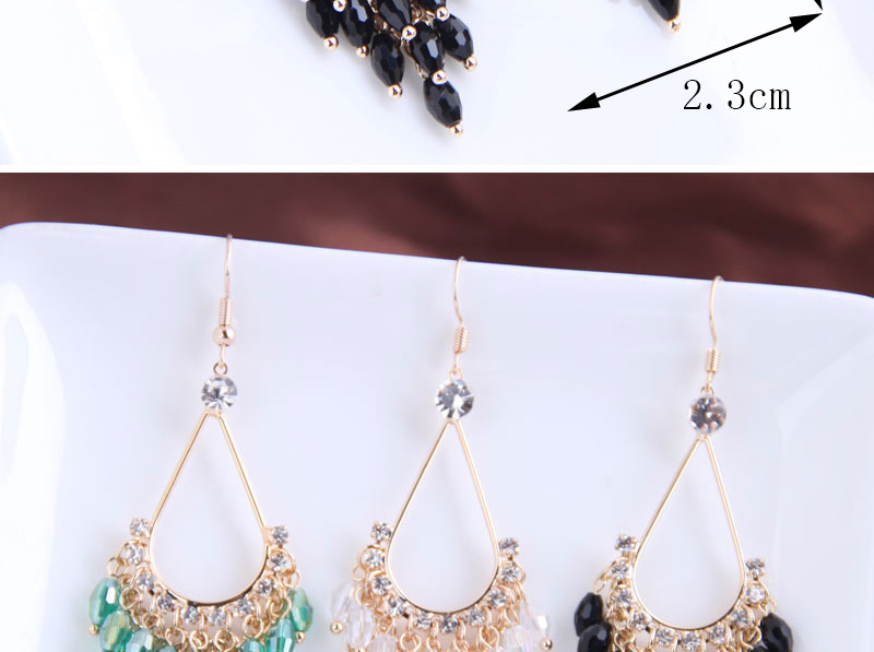 Fashion Black Handmade Drop-shaped Crystal Earrings,Drop Earrings