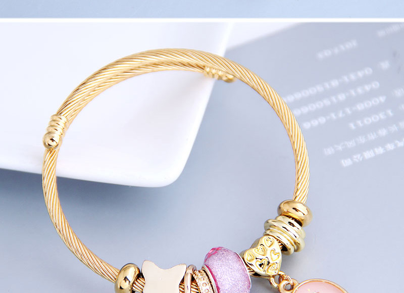 Fashion Pink Resin Starfish Pearl Butterfly Bracelet,Fashion Bangles