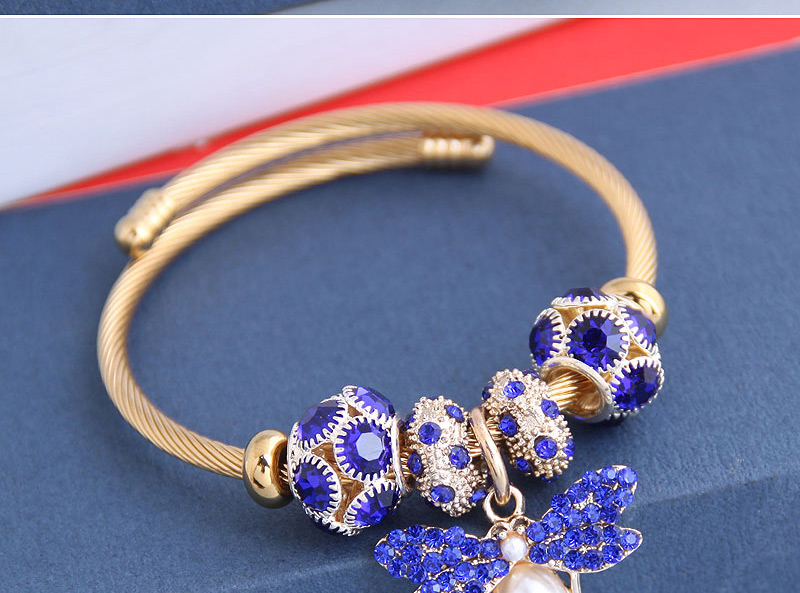 Fashion Royal Blue Diamond Bee Alloy Bracelet,Fashion Bangles